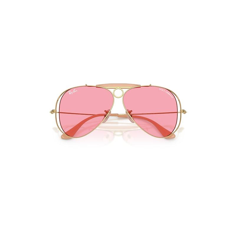 Ray-Ban The Shooter By Dolce&gabbana Sunglasses Arista Gold Frame Pink Lenses by RAY-BAN