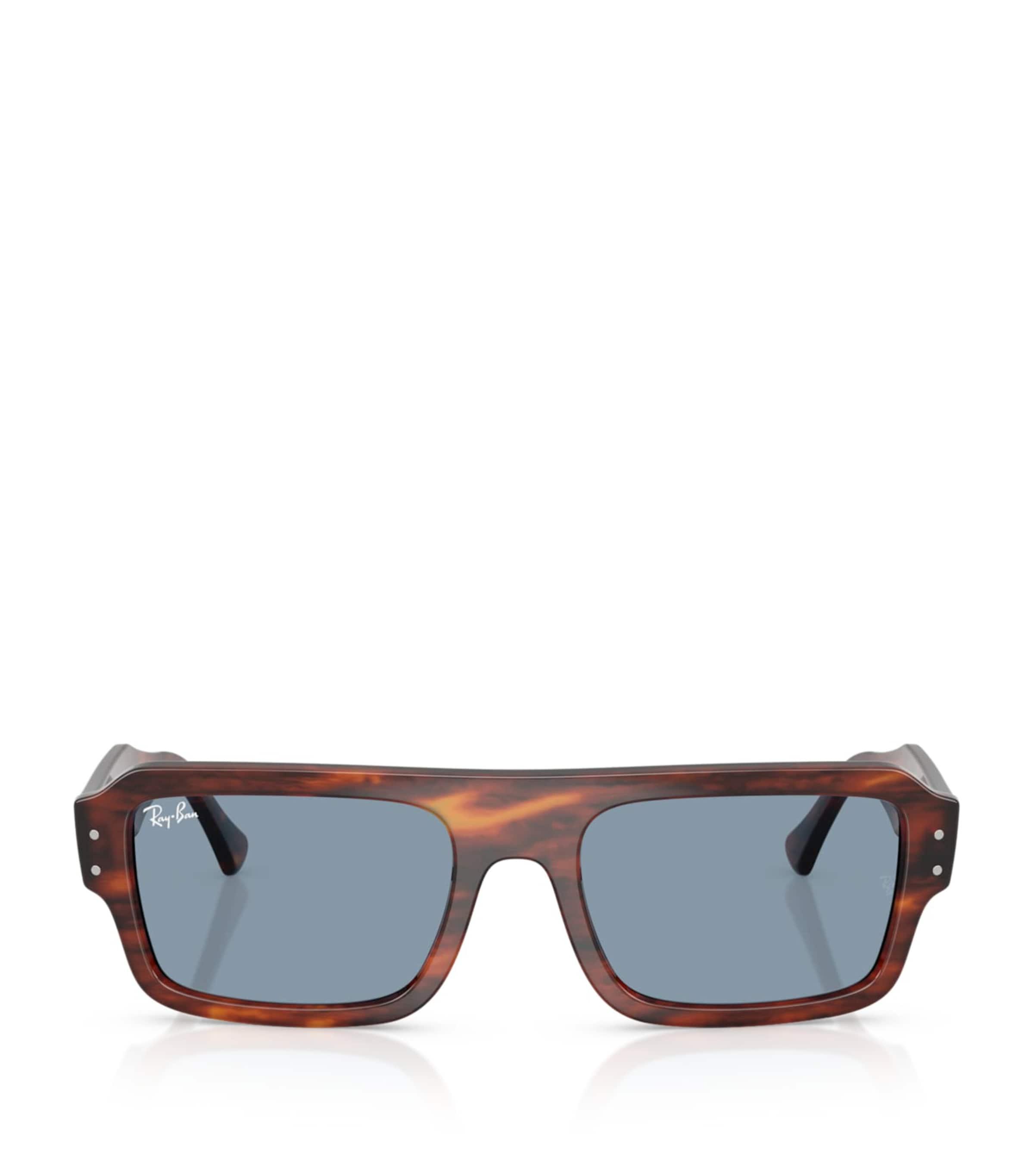 Ray-Ban Tortoiseshell Flacko Rectangular Sunglasses by RAY-BAN