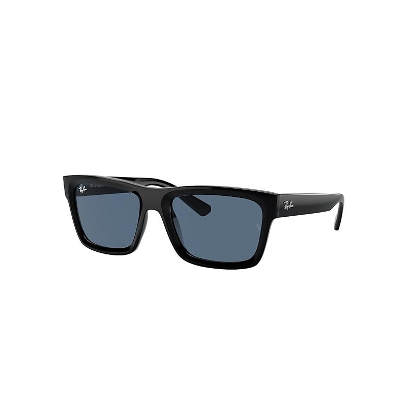 Ray-Ban Warren Bio-based Sunglasses Black Frame Blue Lenses by RAY-BAN