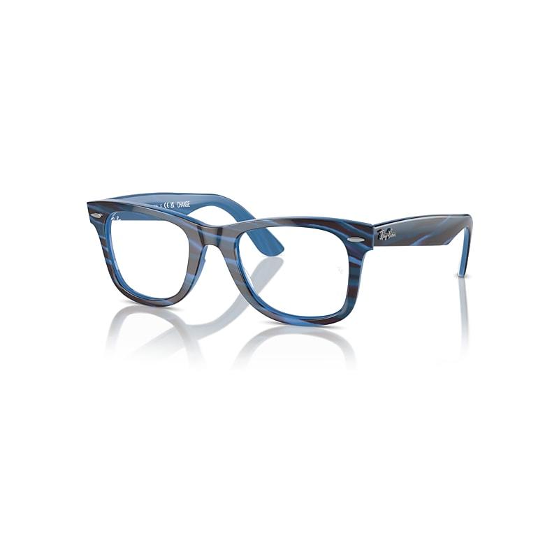 Ray-Ban Wayfarer Ease Optics Change Eyeglasses Photo Striped Blue Frame Clear Lenses Polarized by RAY-BAN
