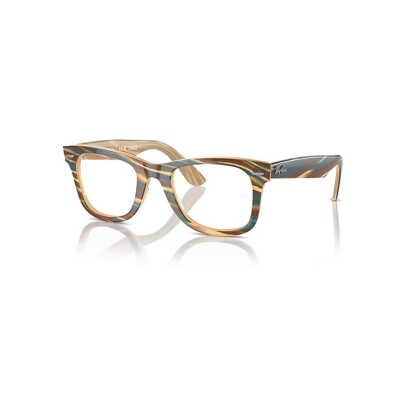 Ray-Ban Wayfarer Ease Optics Change Eyeglasses Photo Striped Brown Frame Clear Lenses Polarized by RAY-BAN