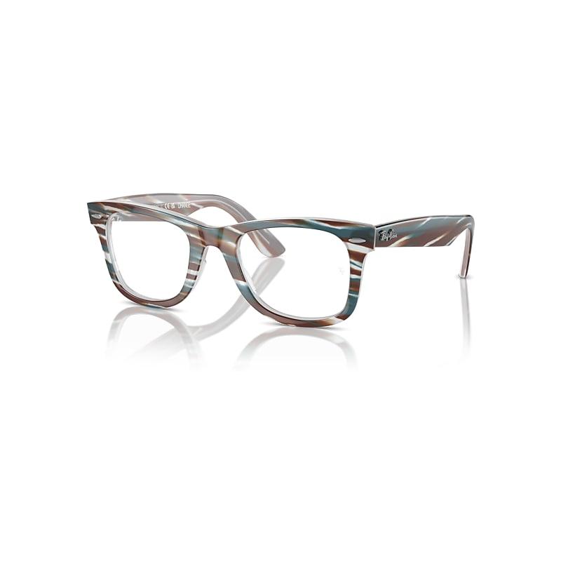 Ray-Ban Wayfarer Ease Optics Change Eyeglasses Photo Striped Light Blue Frame Clear Lenses Polarized by RAY-BAN