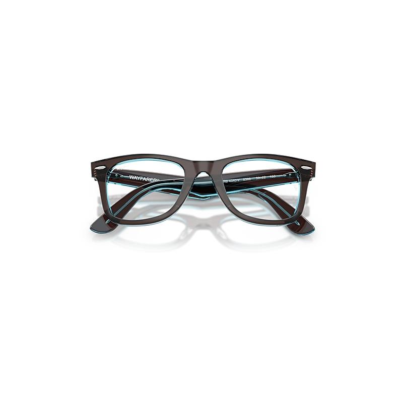 Ray-Ban Wayfarer Ease Optics Eyeglasses Brown On Transparent Blue Frame Clear Lenses Polarized by RAY-BAN