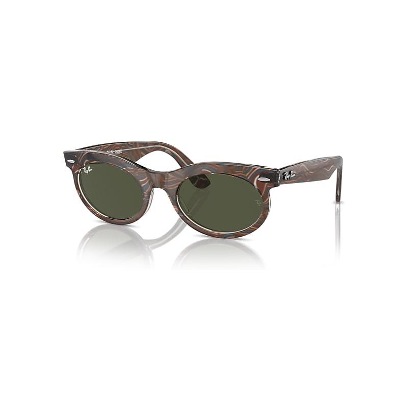 Ray-Ban Wayfarer Oval Change Sunglasses Photo Waves Grey Frame Green Lenses by RAY-BAN