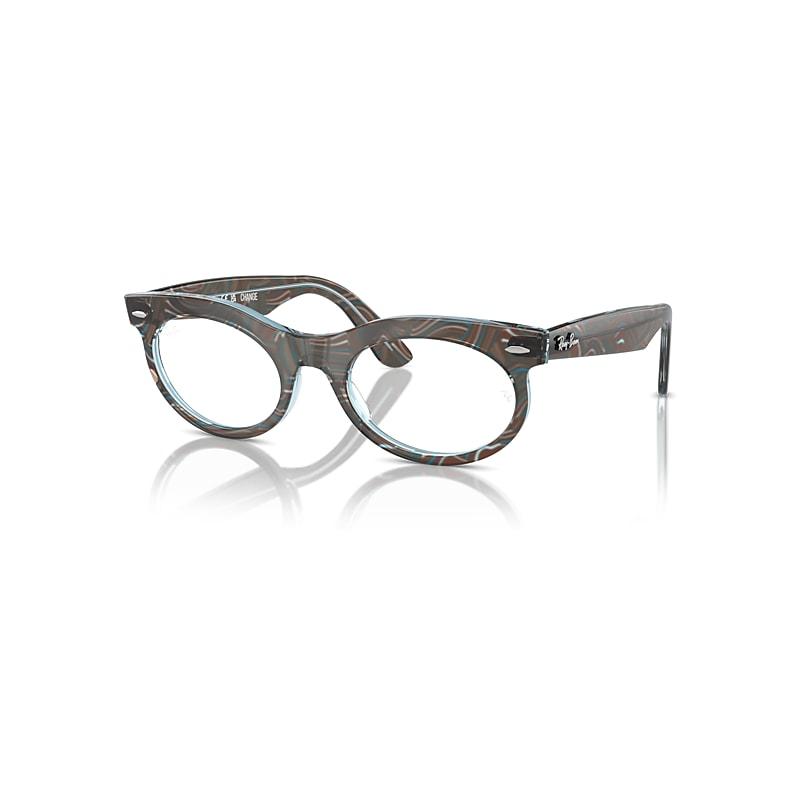 Ray-Ban Wayfarer Oval Optics Change Eyeglasses Photo Waves Azure Frame Clear Lenses Polarized by RAY-BAN