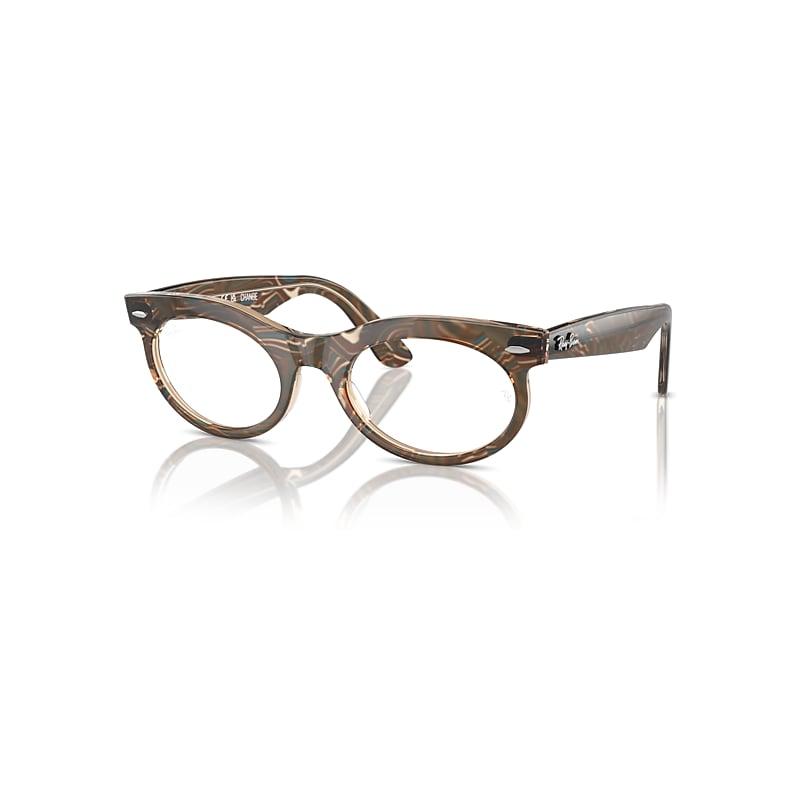 Ray-Ban Wayfarer Oval Optics Change Eyeglasses Photo Waves Brown Frame Clear Lenses Polarized by RAY-BAN