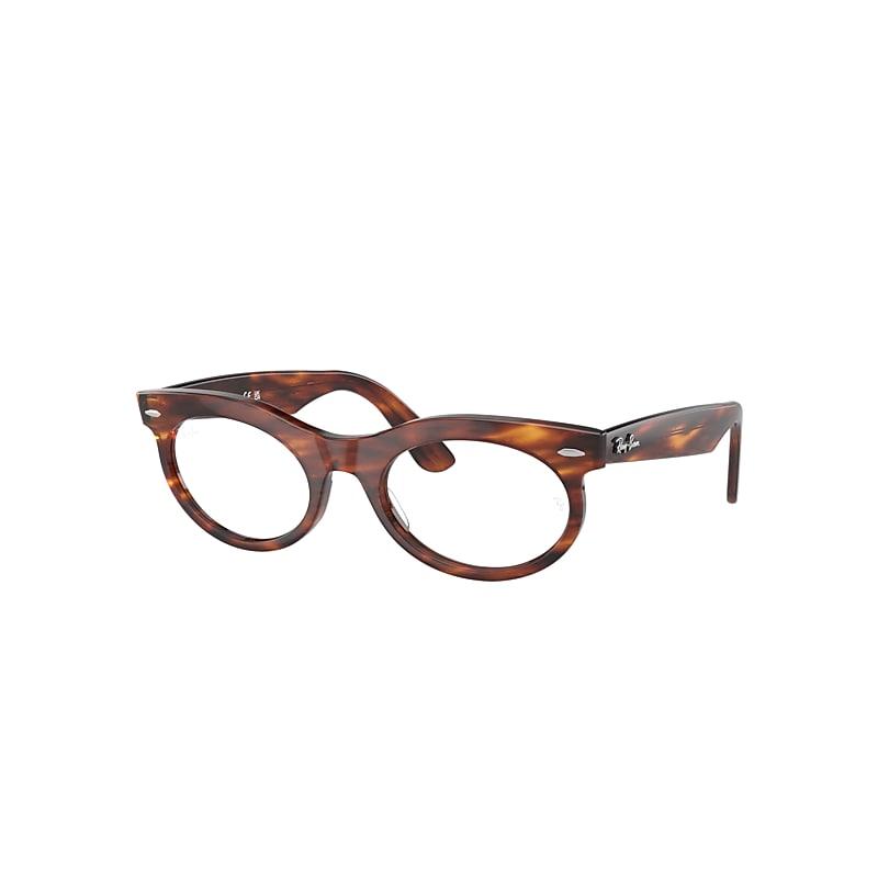 Ray-Ban Wayfarer Oval Optics Eyeglasses Striped Havana Frame Clear Lenses Polarized by RAY-BAN