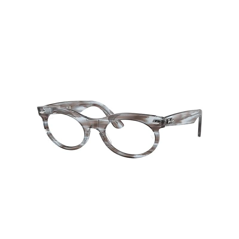 Ray-Ban Wayfarer Oval Optics Eyeglasses Striped Transparent Blue Frame Clear Lenses Polarized by RAY-BAN