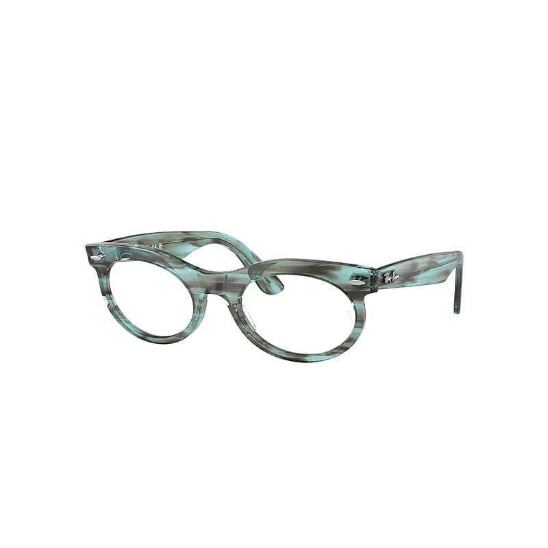 Ray-Ban Wayfarer Oval Optics Eyeglasses Striped Transparent Green Frame Clear Lenses Polarized by RAY-BAN
