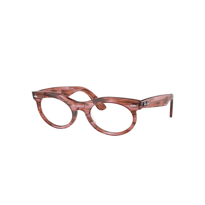 Ray-Ban Wayfarer Oval Optics Eyeglasses Striped Transparent Pink Frame Clear Lenses Polarized by RAY-BAN