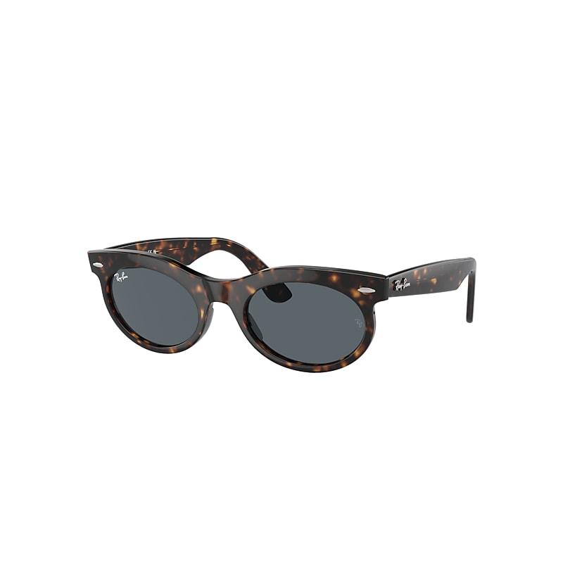 Ray-Ban Wayfarer Oval Sunglasses Havana Frame Blue Lenses by RAY-BAN