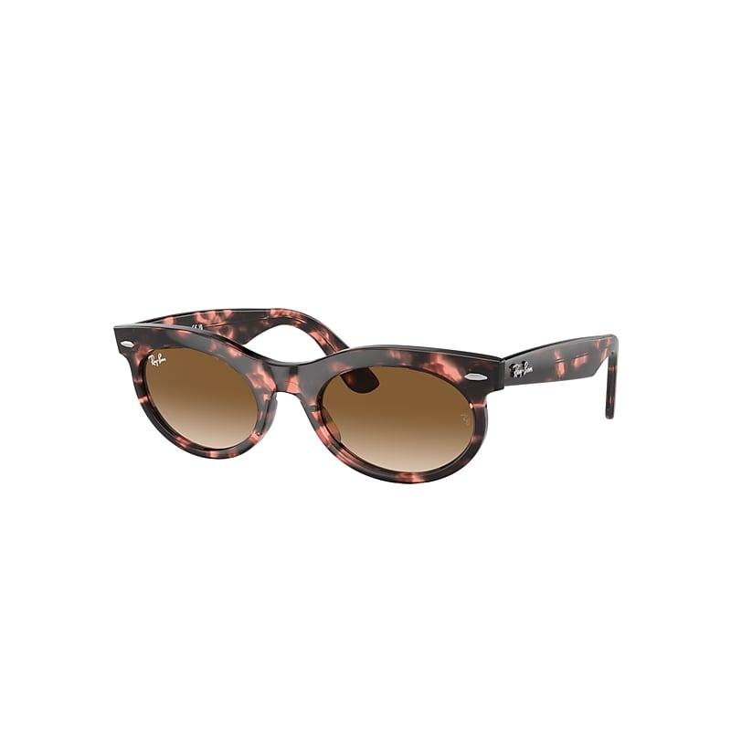 Ray-Ban Wayfarer Oval Sunglasses Pink Havana Frame Brown Lenses by RAY-BAN