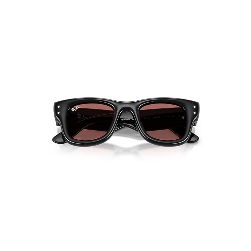Ray-Ban Wayfarer Puffer Crystal Edition Sunglasses Black Frame Violet Lenses by RAY-BAN