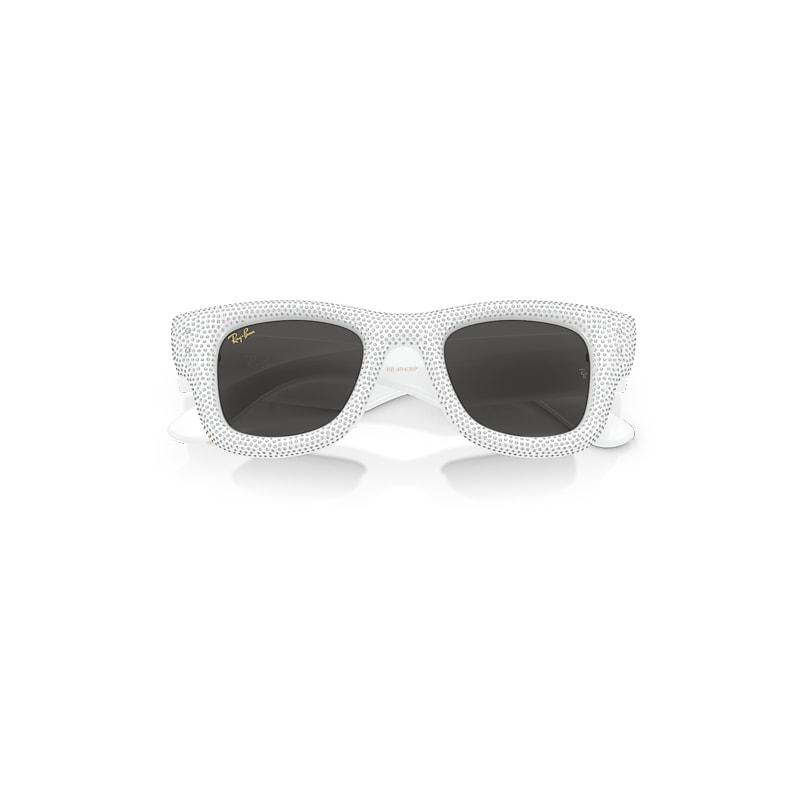 Ray-Ban Wayfarer Puffer Crystal Pavè Edition Sunglasses White & Strass Pave Frame Black Lenses by RAY-BAN
