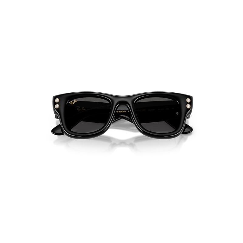 Ray-Ban Wayfarer Puffer Diamond Edition Sunglasses Black & Diamonds Frame Black Lenses by RAY-BAN