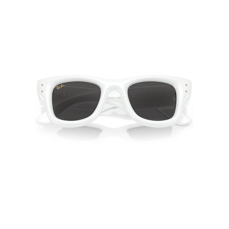 Ray-Ban Wayfarer Puffer Sunglasses White Frame Black Lenses by RAY-BAN