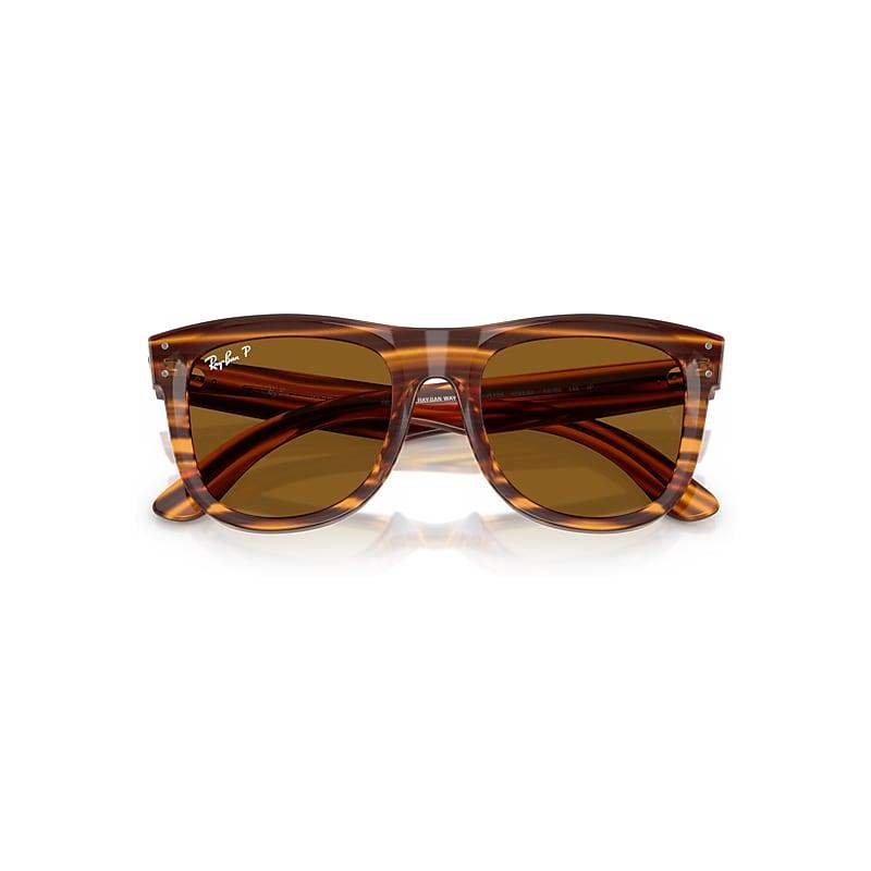 Ray-Ban Wayfarer Reverse Sunglasses Striped Havana Frame Brown Lenses Polarized by RAY-BAN