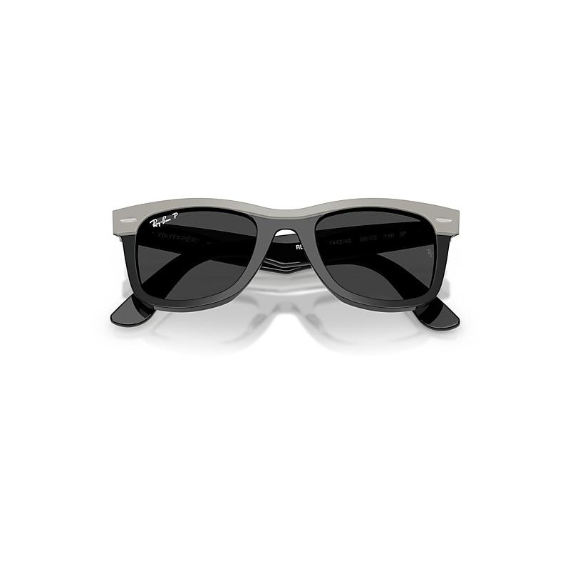 Ray-Ban Wayfarer Street Neat Sunglasses Grey On Black Frame Black Lenses Polarized by RAY-BAN