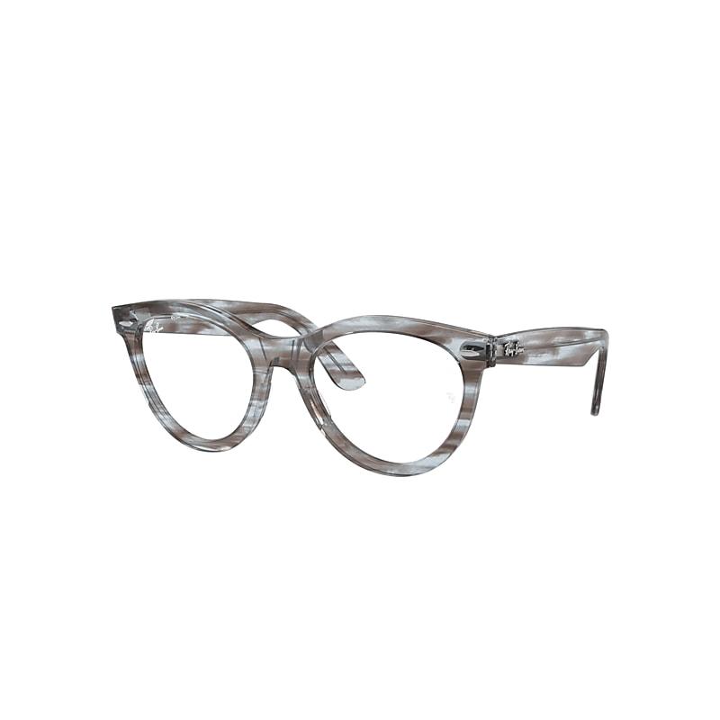 Ray-Ban Wayfarer Way Optics Eyeglasses Striped Transparent Blue Frame Clear Lenses Polarized by RAY-BAN