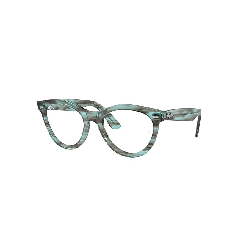 Ray-Ban Wayfarer Way Optics Eyeglasses Striped Transparent Green Frame Clear Lenses Polarized by RAY-BAN
