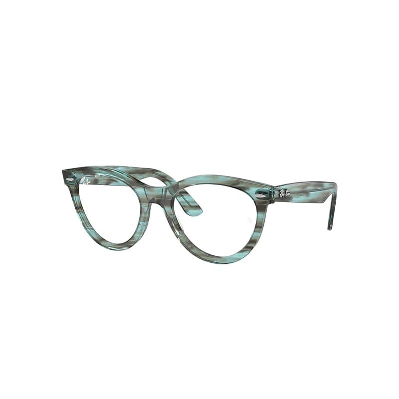 Ray-Ban Wayfarer Way Optics Eyeglasses Striped Transparent Green Frame Clear Lenses Polarized by RAY-BAN