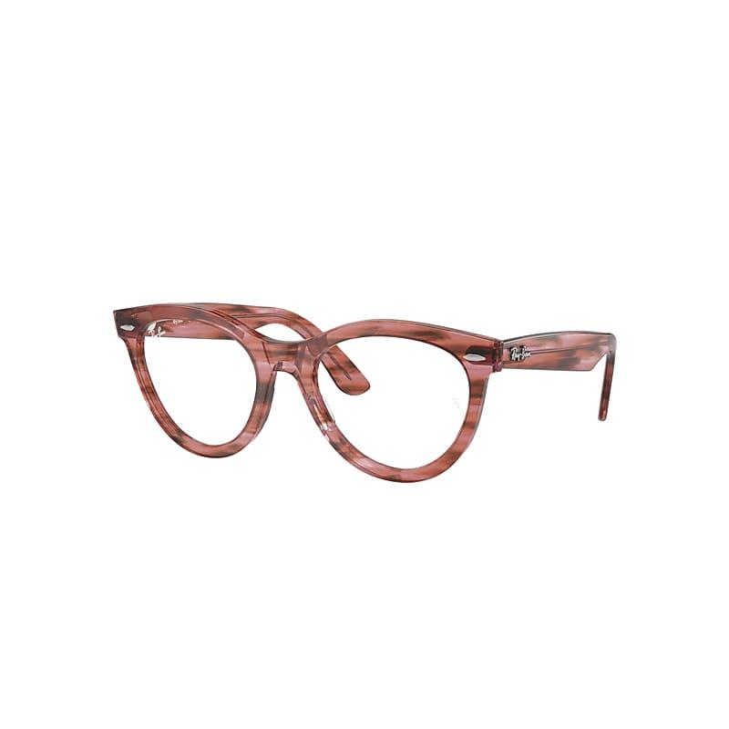 Ray-Ban Wayfarer Way Optics Eyeglasses Striped Transparent Pink Frame Clear Lenses Polarized by RAY-BAN