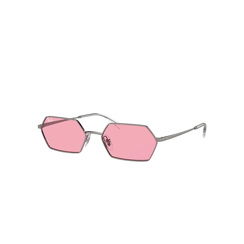 Ray-Ban Yevi Bio-based Sunglasses Gunmetal Frame Pink Lenses by RAY-BAN