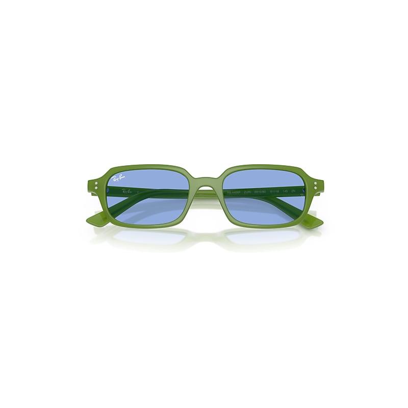 Ray-Ban Zuri Bio-based Sunglasses Cloudy Jungle Green Frame Blue Lenses by RAY-BAN