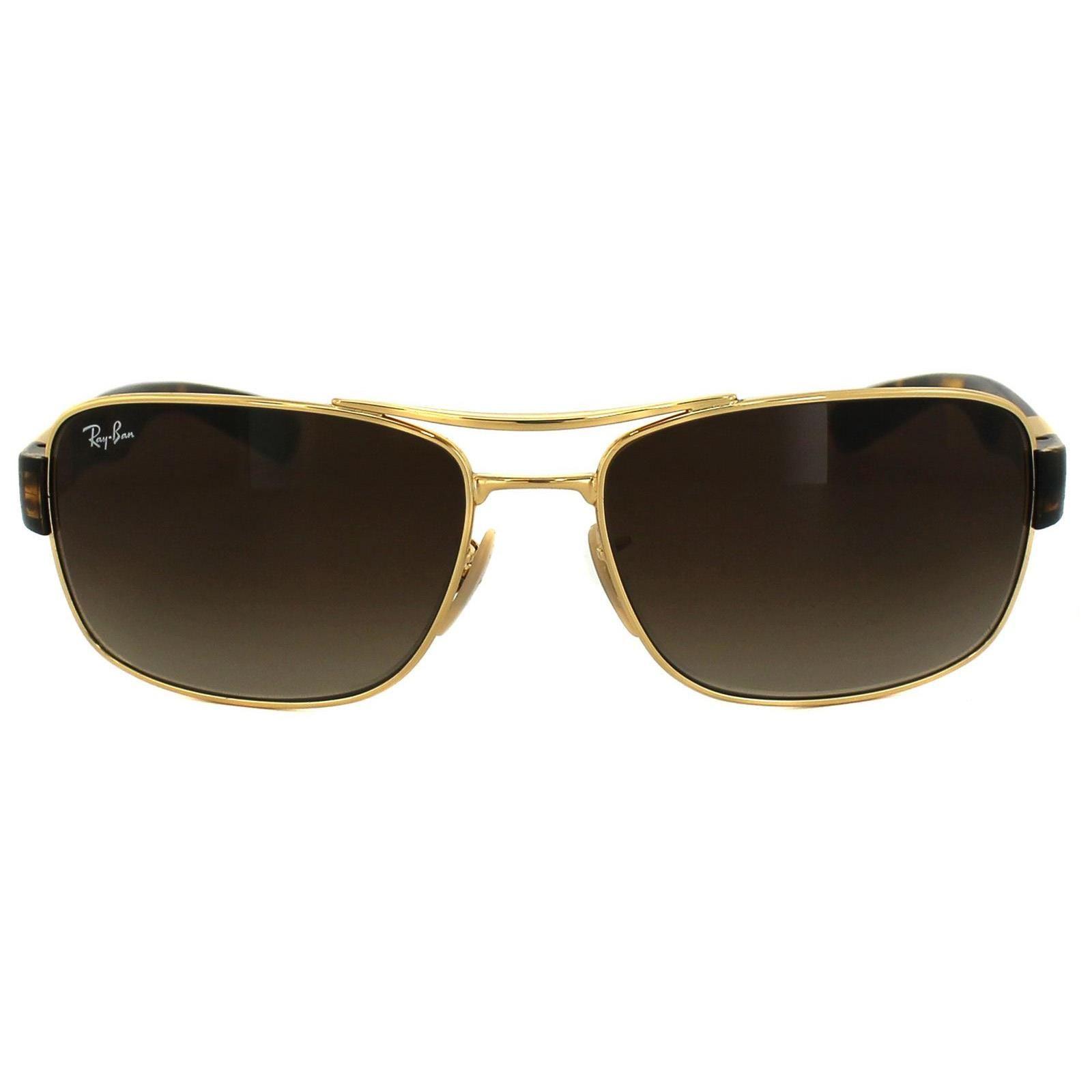 Rectangle Gold Brown Gradient Sunglasses by RAY-BAN
