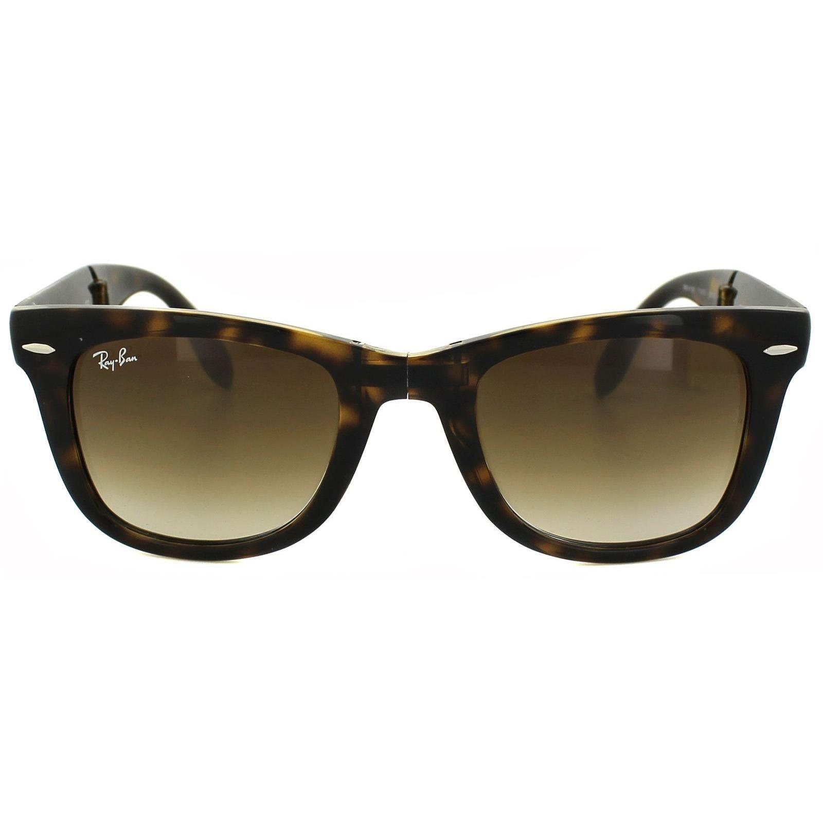 Rectangle Light Havana Brown Gradient Folding Wayfarer 4105 Sunglasses by RAY-BAN