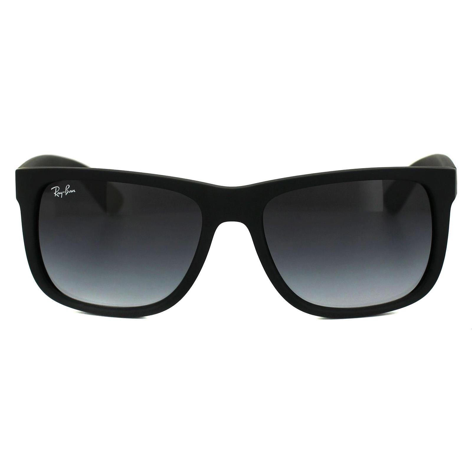 Rectangle Rubber Black Grey Gradient Sunglasses by RAY-BAN