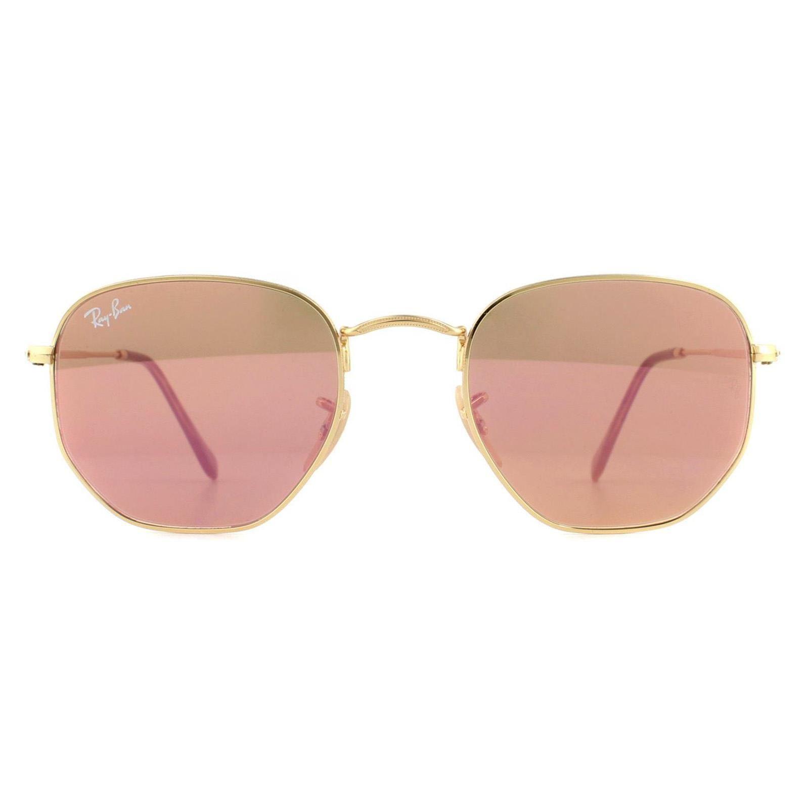 Square Gold Copper Flash Mirror RB3548N Hexagonal by RAY-BAN