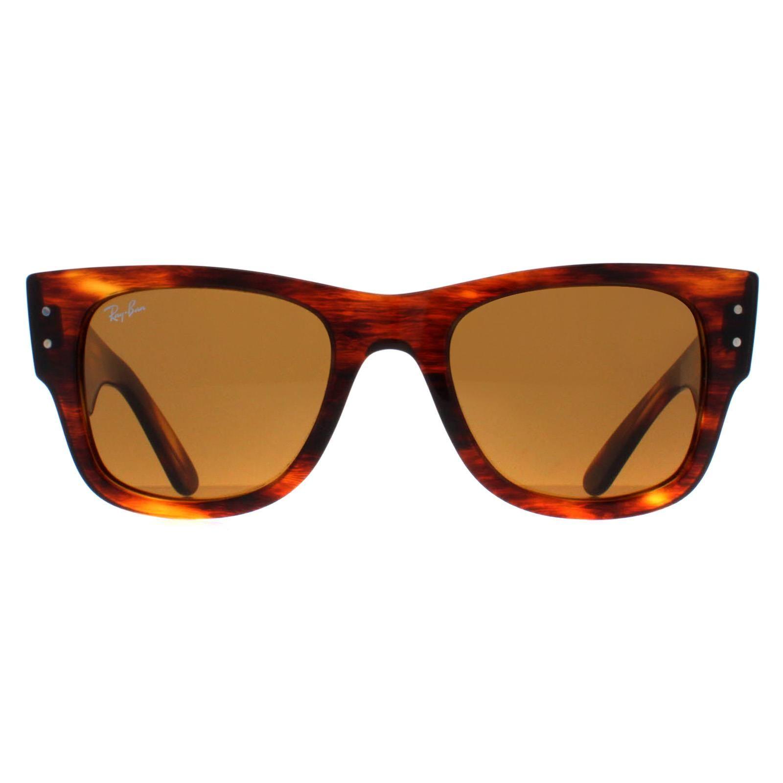 Square Polished Striped Havana Brown RB0840S Mega Wayfarer by RAY-BAN