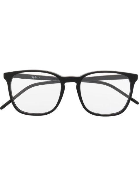 polished-effect square-frame glasses by RAY-BAN