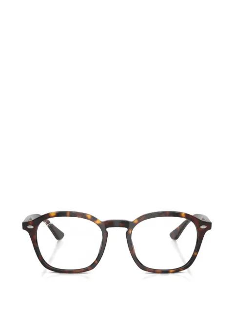 tortoiseshell-effect round-frame glasses by RAY-BAN