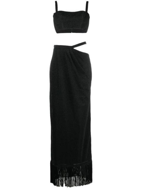 cut-out metallic maxi dress (set of two) by RAYANE BACHA