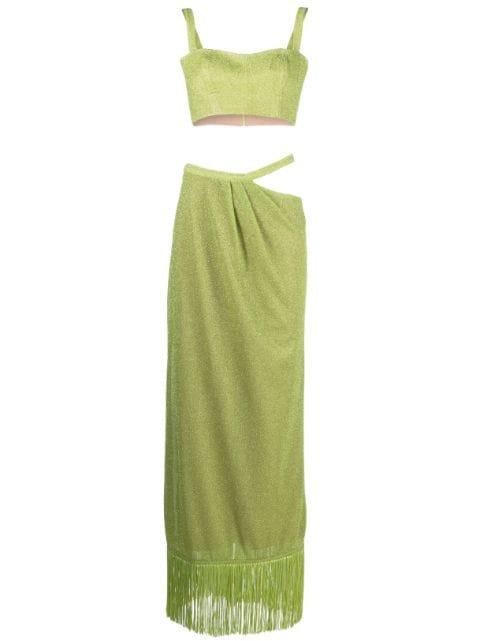 cut-out metallic maxi dress (set of two) by RAYANE BACHA