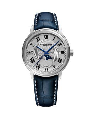 Maestro Moon Phase Automatic Leather Watch by RAYMOND WEIL
