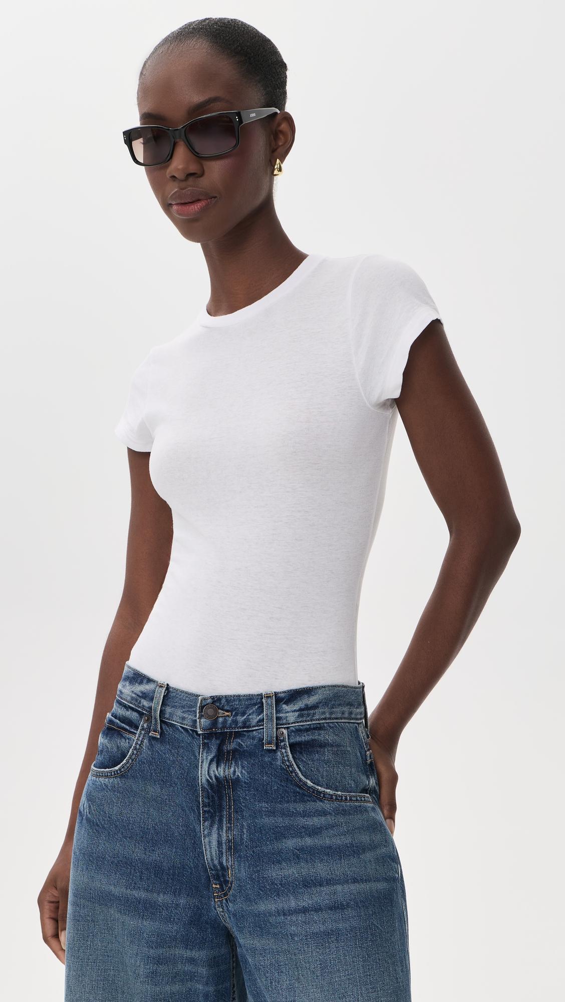 60s Slim Tee Thong Bodysuit by RE/DONE