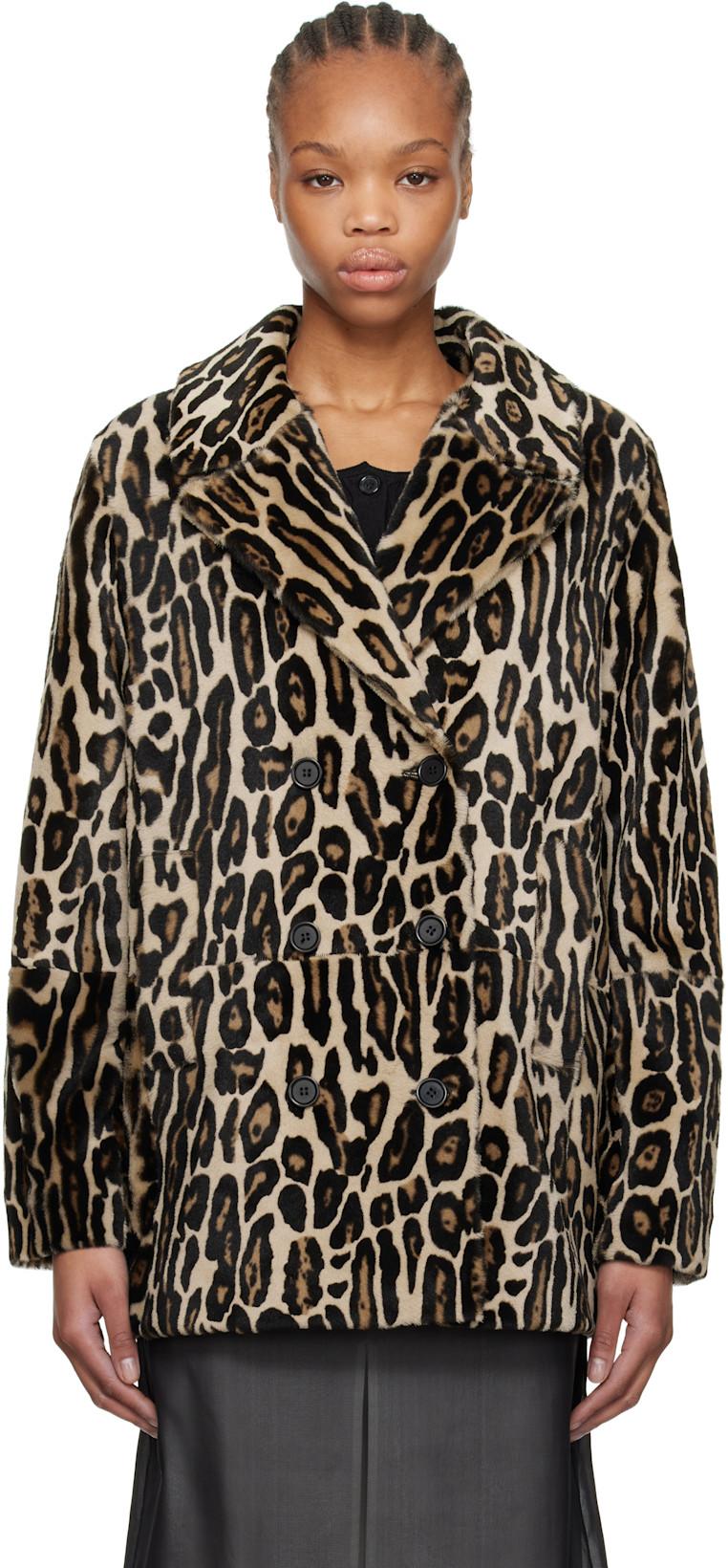 Black & Brown Leopard Shearling Peacoat by RE/DONE