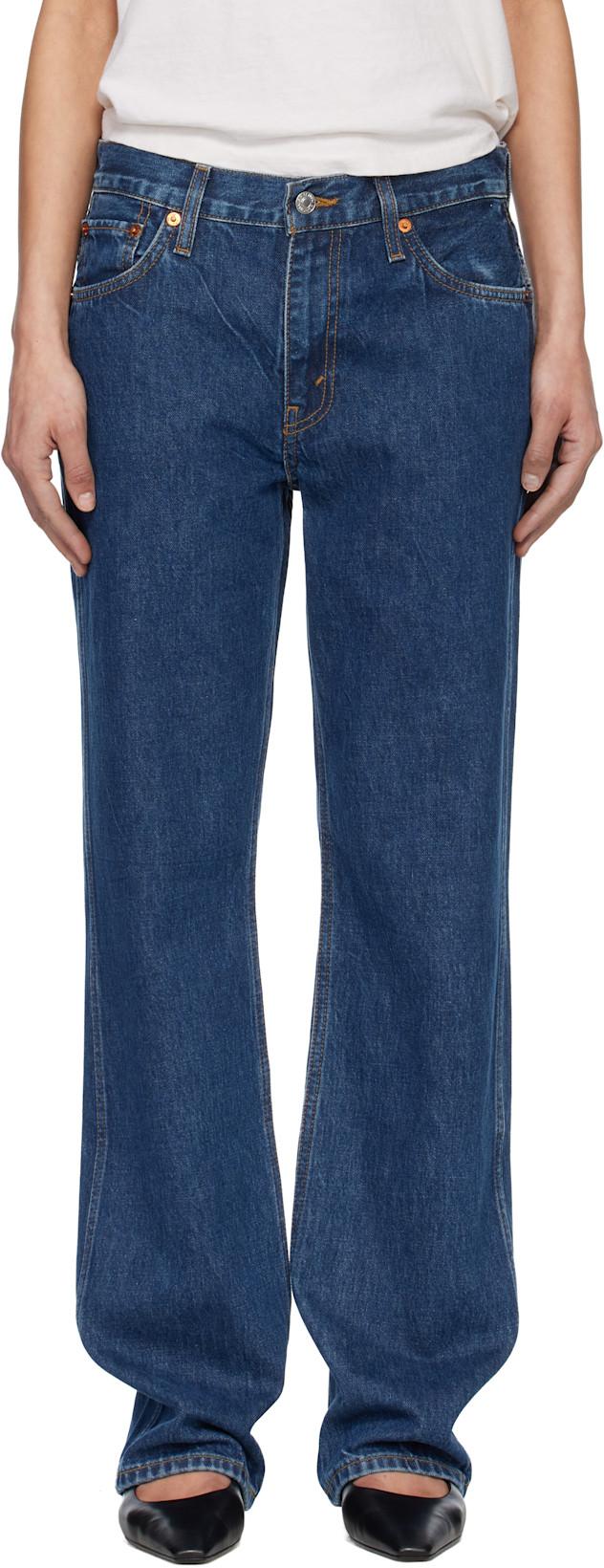 Blue 90s Mid Rise Loose Jeans by RE/DONE