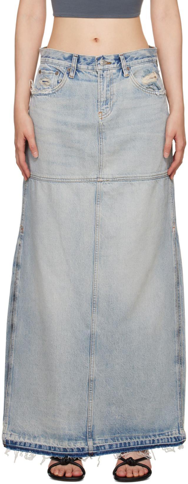 Blue Split Maxi Skirt by RE/DONE