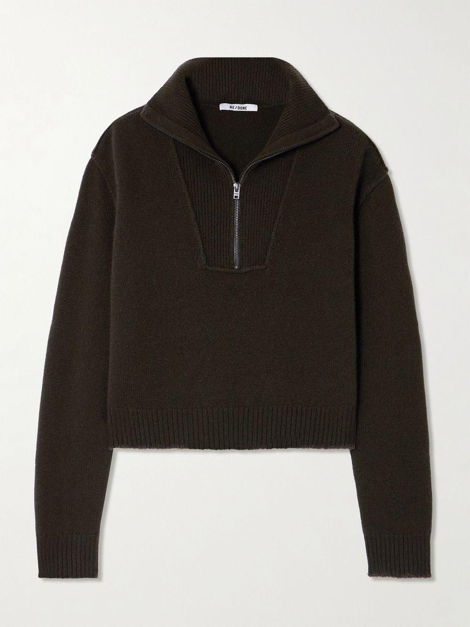 Frayed wool and cashmere-blend half-zip sweater by RE/DONE