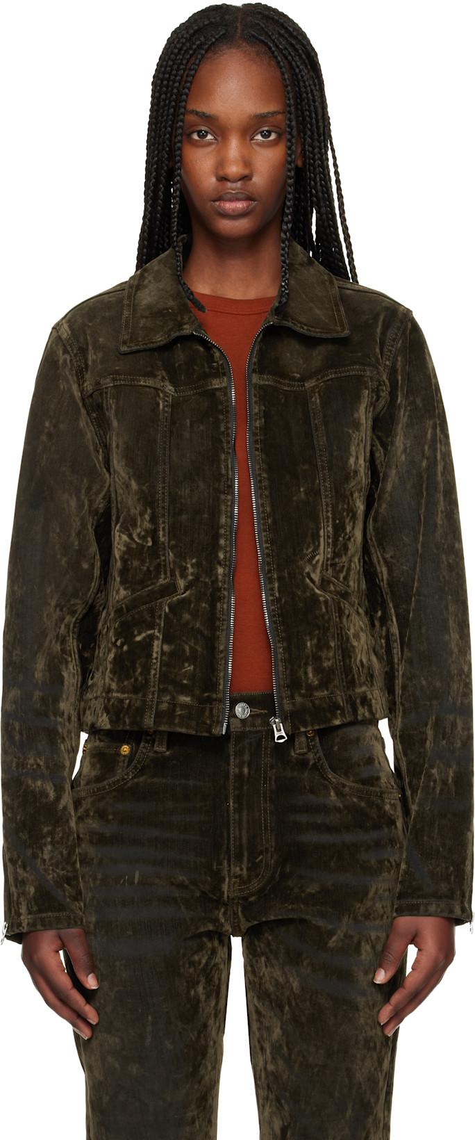 Green Slim Zip Denim Jacket by RE/DONE