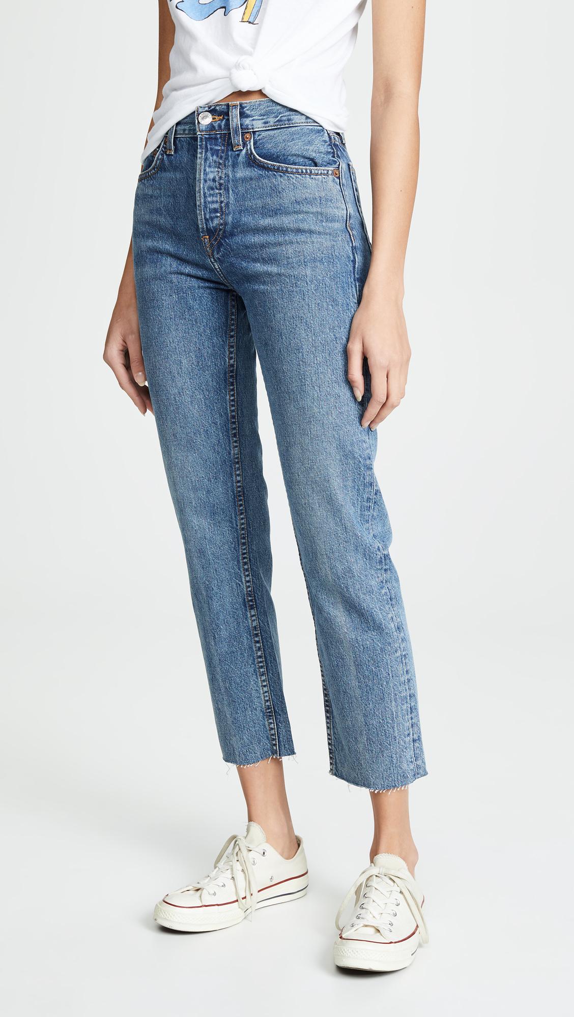 High Rise Rigid Stove Pipe Jeans by RE/DONE