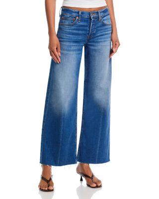 Mid Rise Wide Leg Ankle Jeans in Viper Blue by RE/DONE