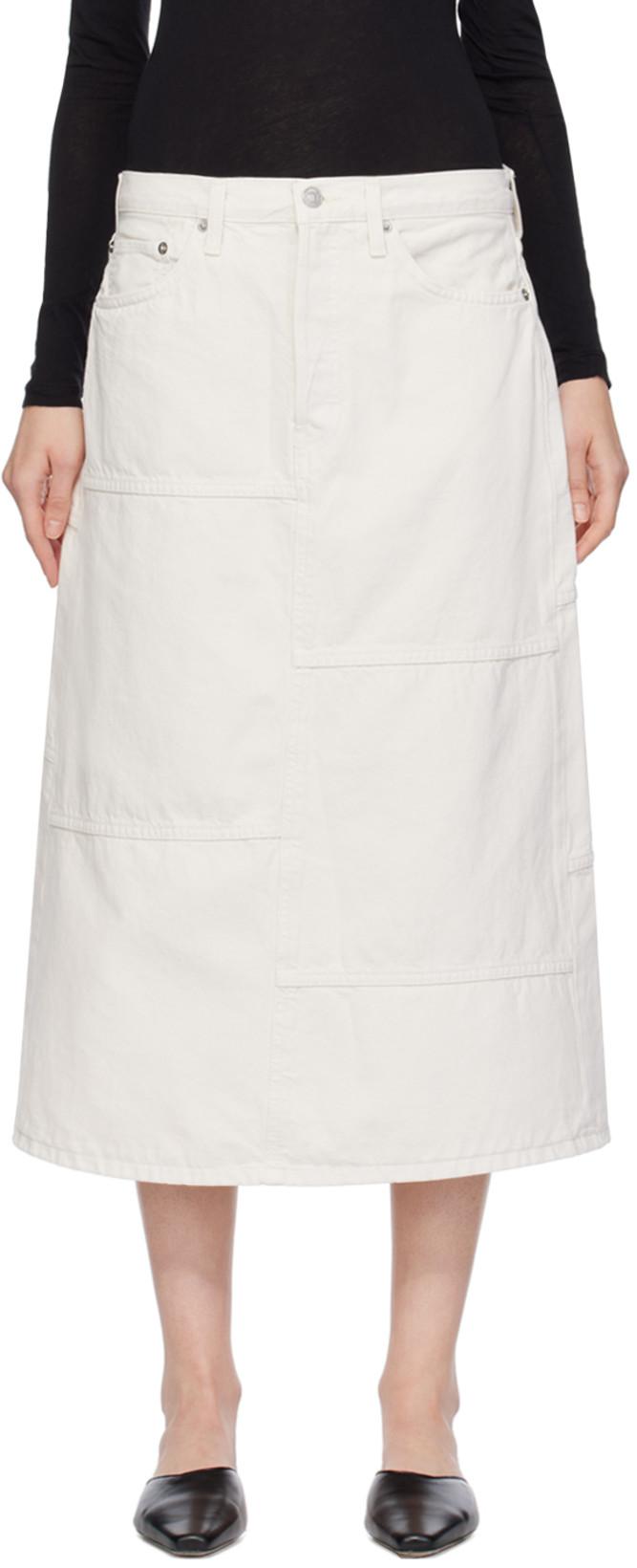 Off-White Seamed Denim Maxi Skirt by RE/DONE