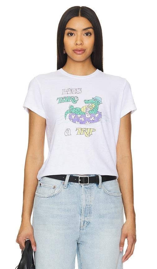 RE/DONE 50s Boxy Tee Lets Take A Trip in White by RE/DONE