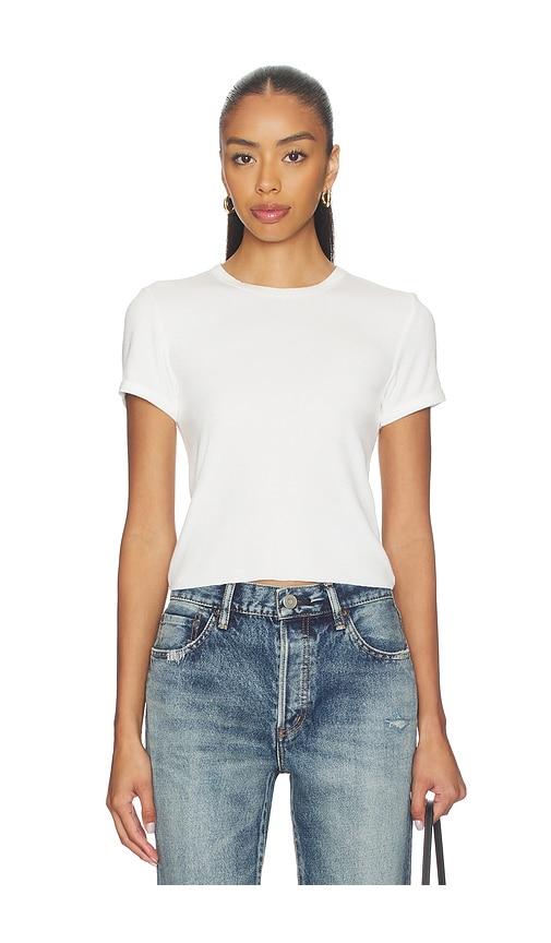 RE/DONE 90's Ribbed Cap Sleeve Tee in White by RE/DONE
