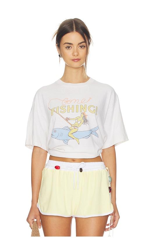 RE/DONE Boyfriend Tee Fishing in Ivory by RE/DONE